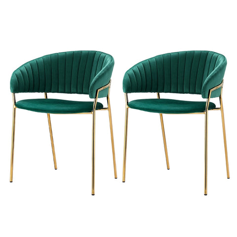 Artiss Dining Chairs Green Velvet Upholstered Set Of 2 Dalia