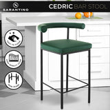 Sarantino Bar Stool PU Leather Sturdy Iron Frame Green