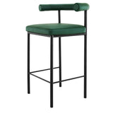 Sarantino Bar Stool PU Leather Sturdy Iron Frame Green