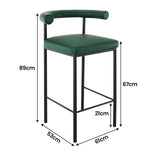 Sarantino Bar Stool PU Leather Sturdy Iron Frame Green