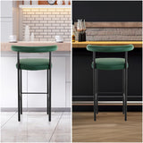 Sarantino Bar Stool PU Leather Sturdy Iron Frame Green