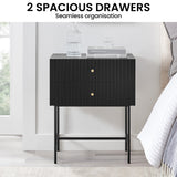 Sarantino Arden Fluted 2-drawer Bedside Table