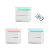 2X Bedside Table 2 Drawers RGB LED Bedroom Nightstand Gloss