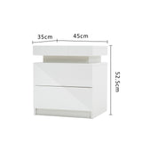 2X Bedside Table 2 Drawers RGB LED Bedroom Nightstand Gloss