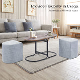 3 Piece Set Coffee Table & Ottoman Wood Side End Table Industrial - GREY