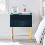 Lucia Slender Fluted Bedside Table in Blue